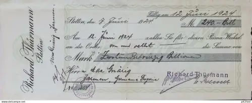 Prima Wechsel , Jarmen / Stettin , 1924 , Richard Thürmann , Max Gnärig !!