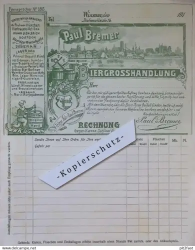 Brauerei Wismar , 1910 , Bierbrauerei , Bier , Rostock , Paul Bremer Dokument !!