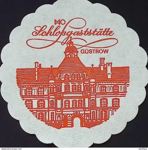 HO Schloßgaststätte Güstrow i. Mecklenburg , alter Untersetzter , Bierdeckel !!