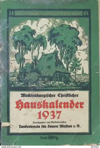 Innere Mission Schwerin , 1937 , Hauskalender Reklame , Kalender , Kirche !