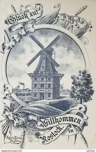 Hotel Fürst Blücher in Rostock , 1905 , Speisekarte , Menükarte , Reklame , Werbung , Mecklenburg !!