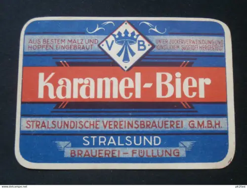 Brauerei Stralsund i. Mecklenburg , altes Etikett , Bier !!