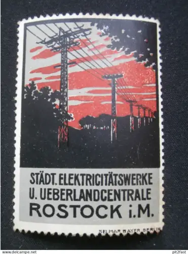 Elektricitätswerke Rostock i.M. , Mecklenburg , alte Reklamemarke , Siegelmarke , Reklame !!