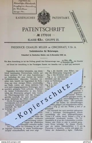 original Patent - Frederick Charles Miller , Cincinnati , USA | 1905 | Treibräderachse für Motorwagen | Achse , Oldtimer
