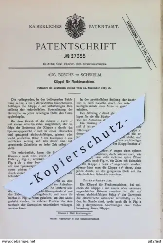original Patent - Aug. Büsche , Schwelm | 1883 | Klöppel für Flechtmaschinen | Stricken , Klöppeln , Flechten | Garn !