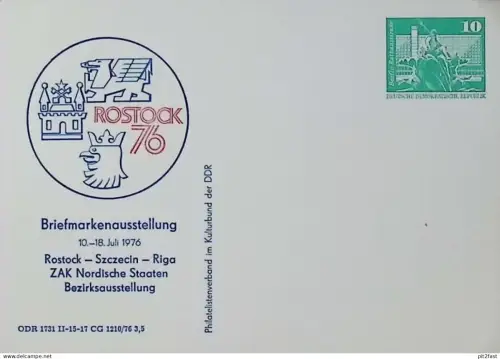 Briefmarkenausstellung in Rostock , 1976 , Ersttagsblatt , FDC !!