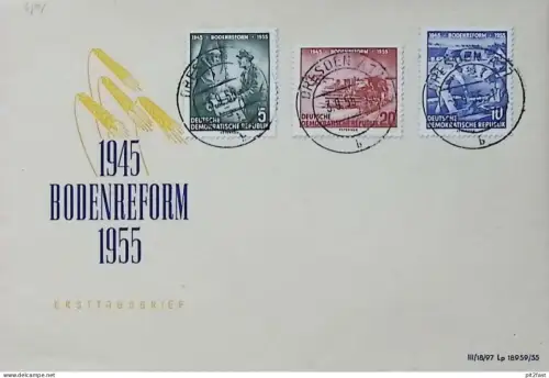 10 Jahre Bodenreform , 1945-1955 , Ersttagsblatt , FDC !!
