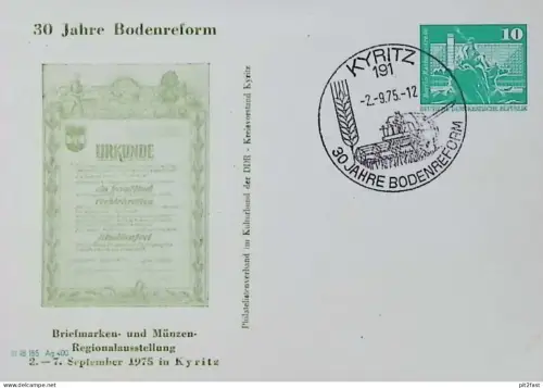 30 Jahre Bodenreform Kyritz , 1975 , Ersttagsblatt , FDC !!