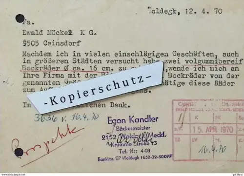 Bäcker - Egon Kandler in Woldegk i. Mecklenburg , 1970  , Dokument , Reklame / Werbung