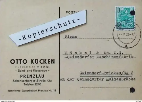 Fuhrbetrieb - Otto Kücken in Prenzlau , 1959 , Dokument , Reklame / Werbung