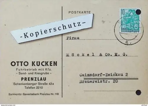 Fuhrbetrieb - Otto Kücken in Prenzlau , 1959 , Dokument , Reklame / Werbung