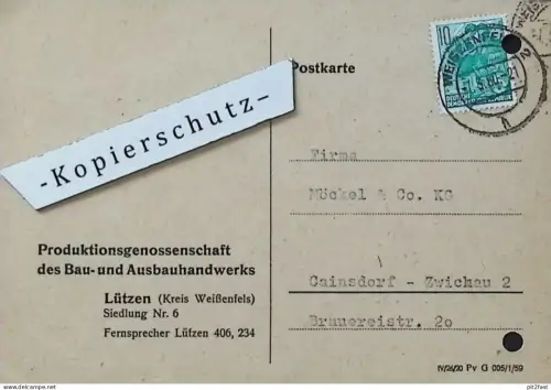 PGH Bau- und Ausbau in Lützen b. Weißenfels , 1960 , Dokument , Reklame / Werbung