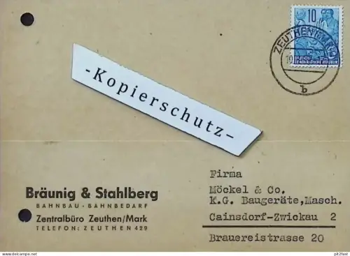 Bahnbau - Bräunig & Stahlberg in Zeuthen i. Mark , 1959 , Eisenbahn , Dokument , Reklame / Werbung
