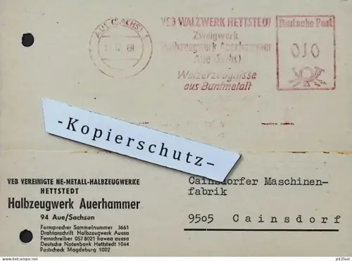 Halbzeugwerke Hettstedt / Auernhammer b. Aue , 1968 , Herr Förster , Herr Günthel , Dokument , Reklame / Werbung