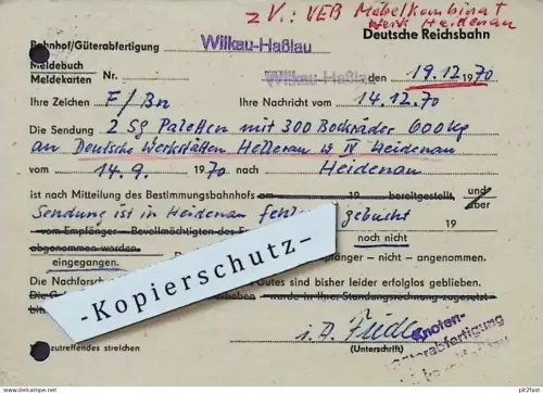 Deutsche Reichsbahn in Wilkau-Haßlau , 1970 , Heidenau , Dokument , Reklame / Werbung