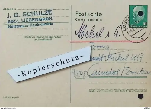 Meister für Bau - J.G. Schulze in Liebengrün , 1972 , altes Dokument , Reklame / Werbung