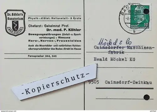 Geheimrat Dr. med. Köhler , Sanatorium in Bad Elster , 1972 , altes Dokument , Reklame / Werbung