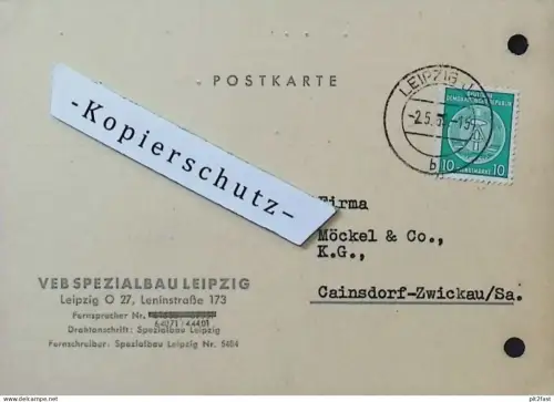 VEB Spezialbau Leipzig , 1959 , Hr. Wiedemann , Hr. Masur , altes Dokument , Reklame / Werbung
