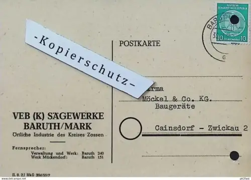 VEB Sägewerke Baruth / Mark b. Zossen , 1959 , altes Dokument , Reklame / Werbung