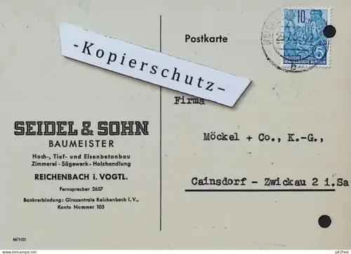 Baumeister - Seidel & Sohn in Reichenbach i. Vogtland , 1959 , altes Dokument , Reklame / Werbung