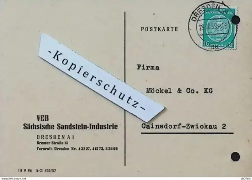 VEB Sandstein-Industrie Dresden , 1959 , altes Dokument , Reklame / Werbung