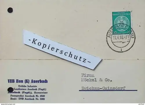 VEB Bau Auerbach , 1960 , Herr Vogt , Herr Frank , altes Dokument , Reklame / Werbung