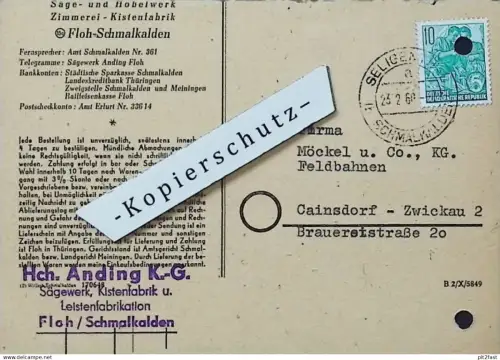 Sägewerk - H. Anding KG in Floh b. Schmalkalden , 1960 , altes Dokument , Reklame / Werbung