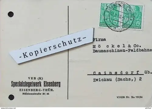 Spezialziegelwerk Eisenberg i. Thüringen , 1960 , altes Dokument , Reklame / Werbung