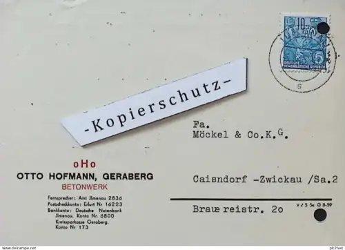 Betonwerk - Otto Hofmann in Geraberg b. Ilmenau , 1959 , altes Dokument , Reklame / Werbung