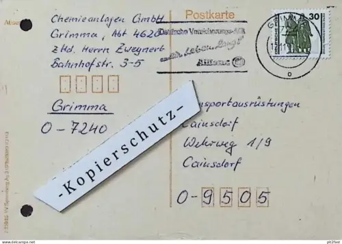 Chemieanlagen Grimma - Herr Zweynert , 1990 , altes Dokument , Reklame / Werbung