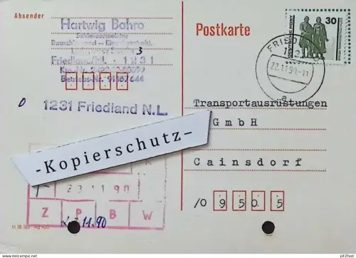 Schlossermeister Hartwig Bahro in Friedland N.L. , 1990 , altes Dokument , Reklame / Werbung