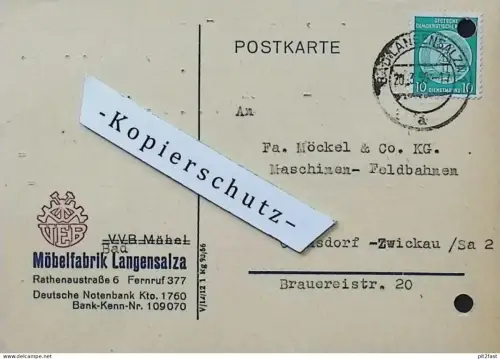 Möbelfabrik Langensalza , 1959 , Hr. Ludwig , Hr. Enge , altes Dokument , Reklame / Werbung