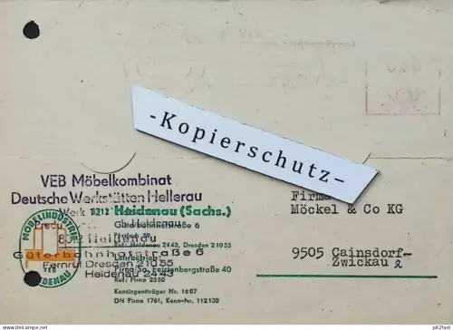 VEB Möbelhüttenkombinat Hellerau / Heidenau , 1970 , Hr. Großpietzsch , Hr. Schmidt , altes Dokument , Reklame / Werbung