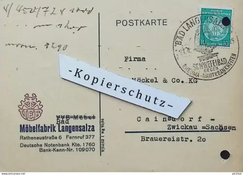 Möbelfabrik Langensalza , 1959 , Hr. Ludwig , Hr. Enge , Zwickau , altes Dokument , Reklame / Werbung