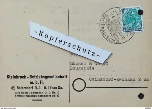 Steinbruch - Beiersdorf b. Löbau i. Sa. , 1960 , Zwickau , altes Dokument , Reklame / Werbung
