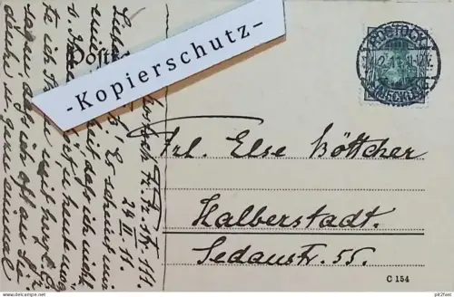 Friedrich Franz Straße 111 in Rostock i. Mecklenburg , 1911 , Postkarte an Else Böttcher in Halberstadt !!