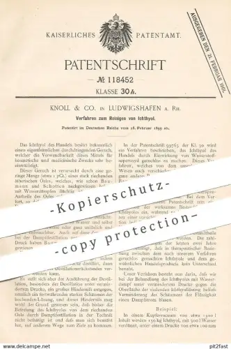 original Patent - Knoll & Co. , Ludwigshafen a. Rh. , 1899 , Reinigen von Ichthyol | Baumann & Schotten !!!