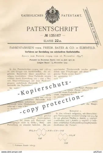 original Patent - Farbenfabriken vorm. Friedr. Bayer & Co. Elberfeld , 1900 , Darstellung von substantiver Azofarbstoffe