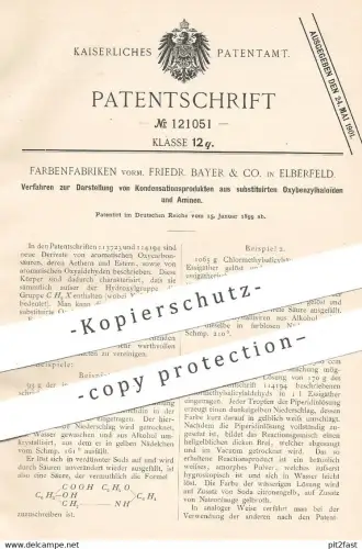 original Patent - Farbenfabriken vorm. Friedr. Bayer & Co. Elberfeld , 1899 , Kondensation aus Oxybenzylhaoïden & Aminen