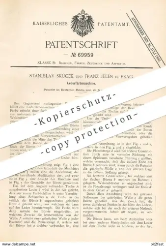 original Patent - Stanislav Skucek , Franz Jelen , Prag , 1893 , Lederfärbmaschine | Leder - Färbmaschine | Gerber !!!