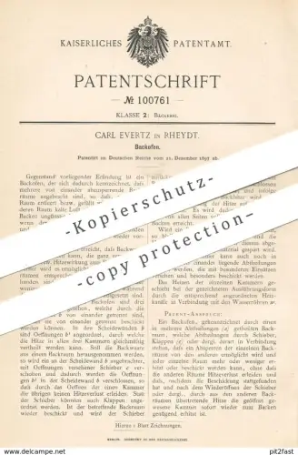 original Patent - Carl Evertz , Rheydt , 1897 , Backofen | Herd , Kochherd , Ofen , Öfen , Bäcker , Bäckerei