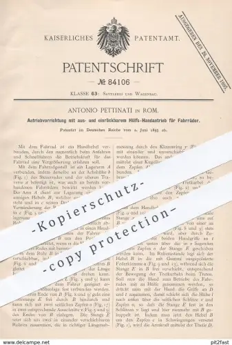 original Patent - Antonio Pettinati , Rom , Italien  1895 , Antrieb für Fahrräder | Fahrrad | Velociped , Rad , Wagenbau