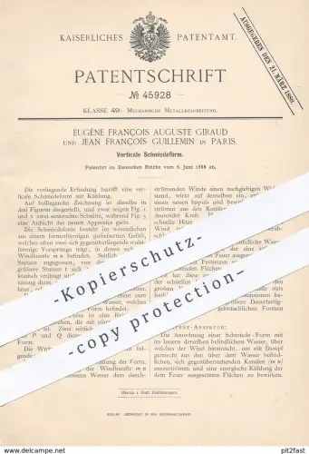 original Patent - Eugène François Auguste Giraud , Jean François Guillemin , Paris , Frankreich , Schmiedeform | Schmied