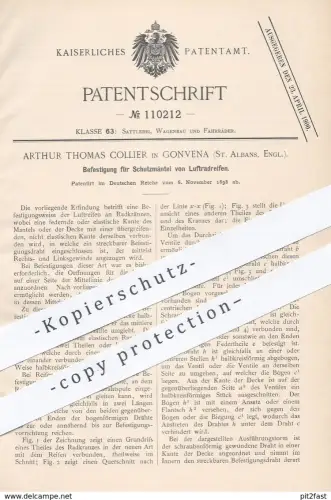 original Patent - Arthur Thomas Collier , Convena , St. Albans , England  1898 , Befestigung für Schutzmäntel von Reifen