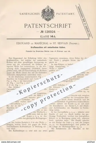 original Patent - Edouard le Maréchal , St. Servan , Frankreich , 1901 , Kraftmaschine mit umlaufendem Kolben | Motor !