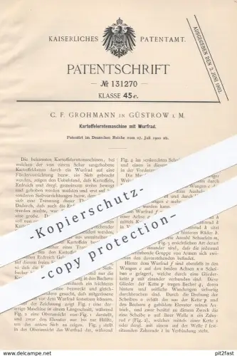 original Patent - C. F. Grohmann , Güstrow Mecklenburg  1900 , Kartoffelerntemaschine | Kartoffel | Landwirtschaft Agrar