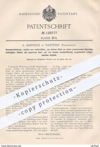 original Patent - A. Bainville , Nanterre , Frankreich , 1901 , Sammlerelektrode | Elektrode , Strom | Faure | Planté !