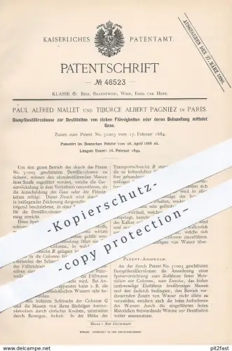 original Patent - Paul Alfred Mallet , Tiburce Albert Pagniez , Paris , 1888 , Destillation von Flüssigkeiten durch Gase