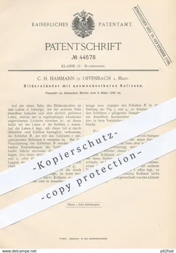 original Patent - C. H. Hammann , Offenbach / Main , 1888 , Bilderständer , Bilderrahmen | Bild - Rahmen | Buchbinder !!