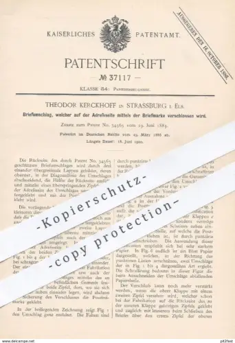 original Patent - Theodor Kerckhoff , Strassburg , Elsass , 1886 , Briefumschlag , Kuvert , Brief , Briefmarke , Post !